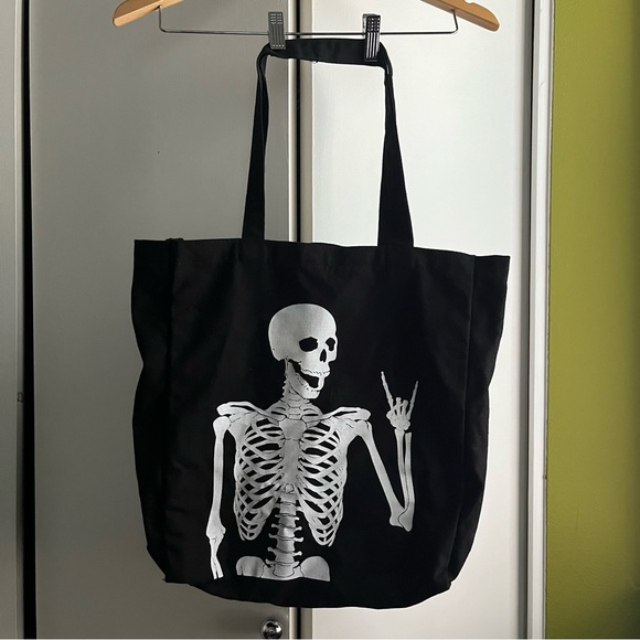 Skeleton Rock On Hand Symbol Tote Bag - Picture 5 of 5